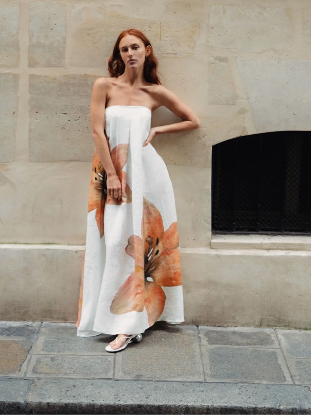 Significant Other Parisa Placed Floral Strapless Linen Maxi Dress tigerlily